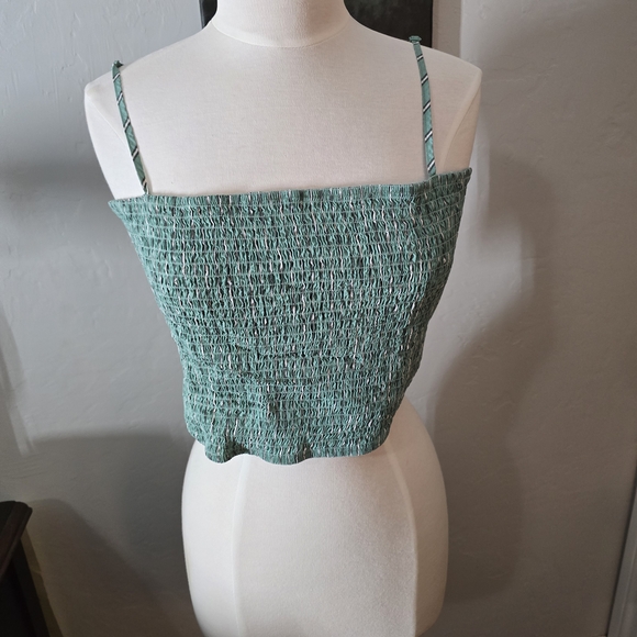 American Eagle Outfitters Tops - American Eagle Outfitters Teal Smocked Camisole